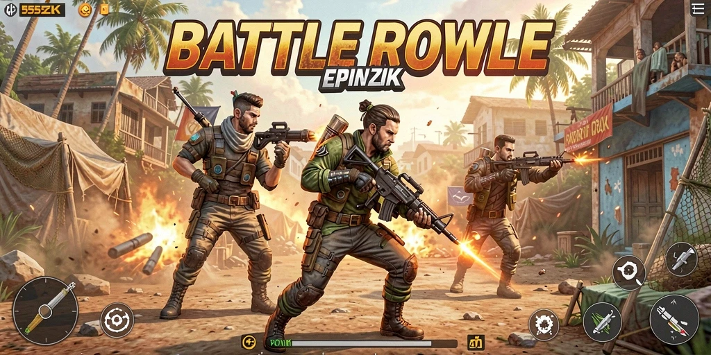 Screenshot menampilkan aksi intens di arena Battle Royale 555ZK.