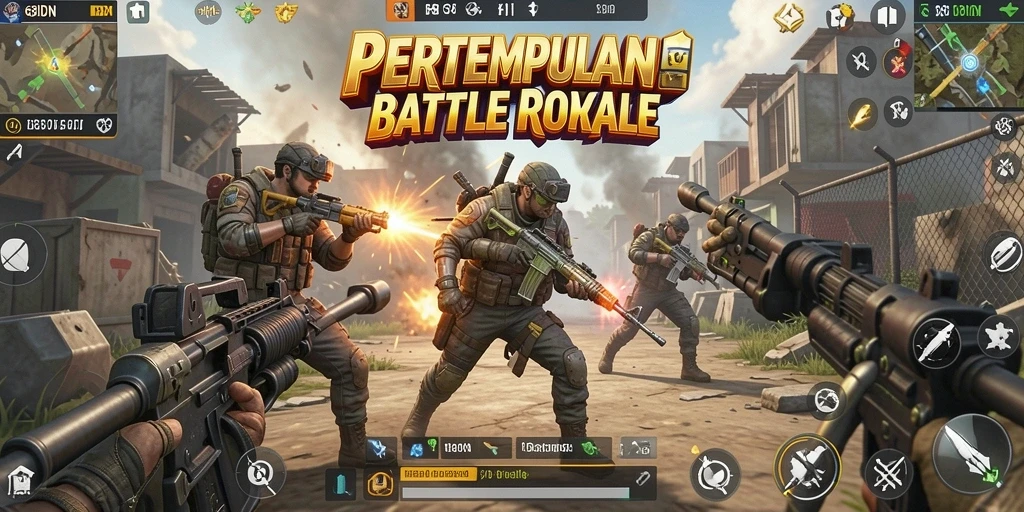 Screenshot gameplay 68IDN menampilkan pertempuran seru Battle Royale.