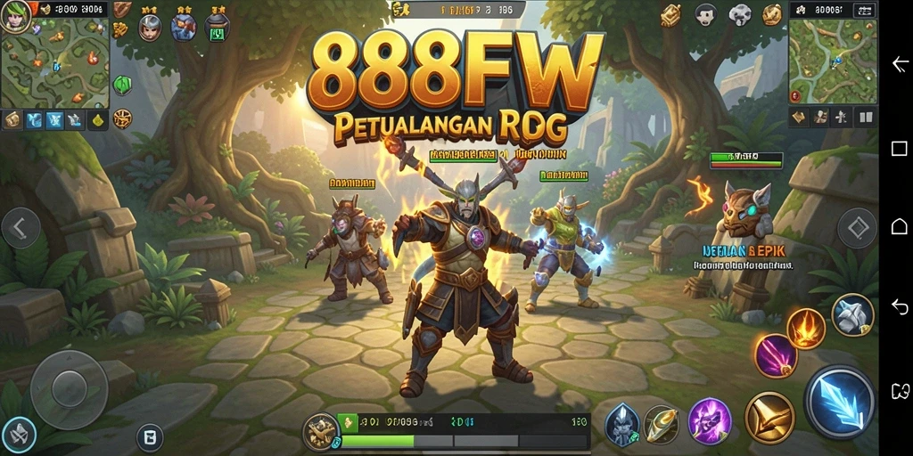 Screenshot gameplay di 888FW menampilkan karakter beraksi dalam pertempuran RPG yang seru.
