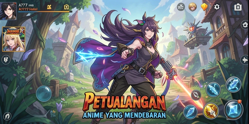 Gameplay menakjubkan A7777 menampilkan pertempuran dinamis dan karakter-karakter menarik.