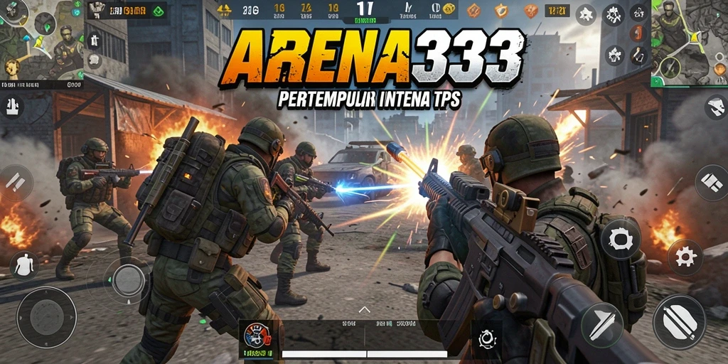 Screenshot gameplay ARENA333 menampilkan aksi pertempuran yang seru.