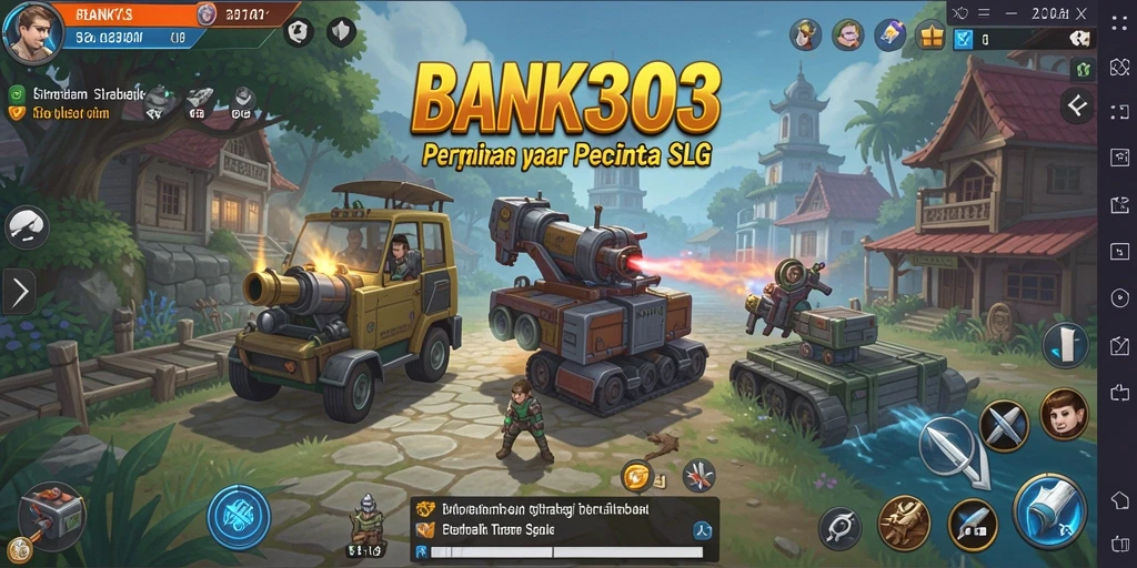 Screenshot utama BANK303 menampilkan aksi strategi yang intens.