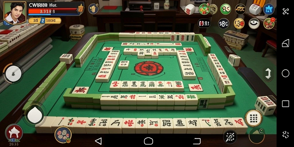 Screenshot dari gameplay CW8888 yang menampilkan keseruan Mahjong.
