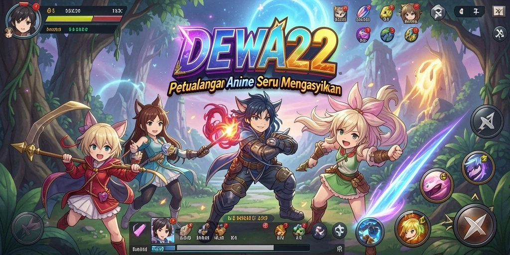 Screenshot DEWA22 menampilkan karakter anime yang beraksi dalam pertarungan mendebarkan.