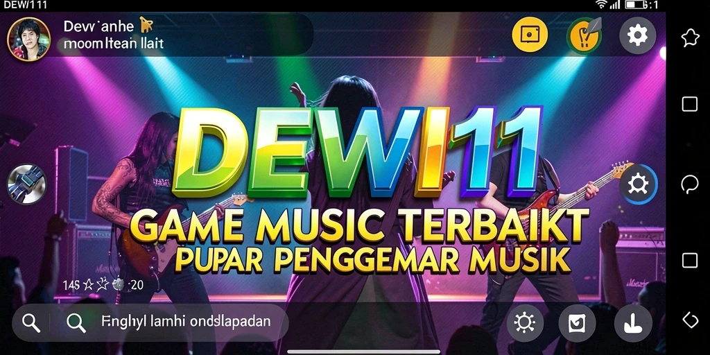 Tampilan gameplay DEWI11 dengan berbagai pilihan lagu musik.