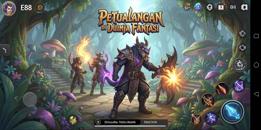 Tangkapan layar utama E88 menampilkan aksi seru dalam petualangan.