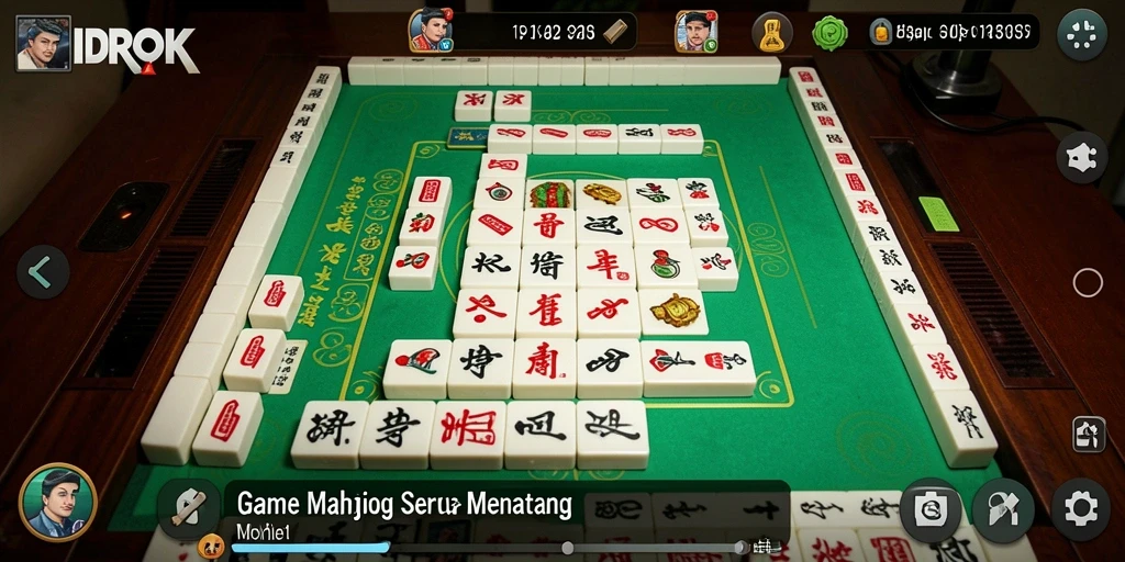 Tangkapan layar utama game IDROK menampilkan suasana bermain Mahjong yang seru.