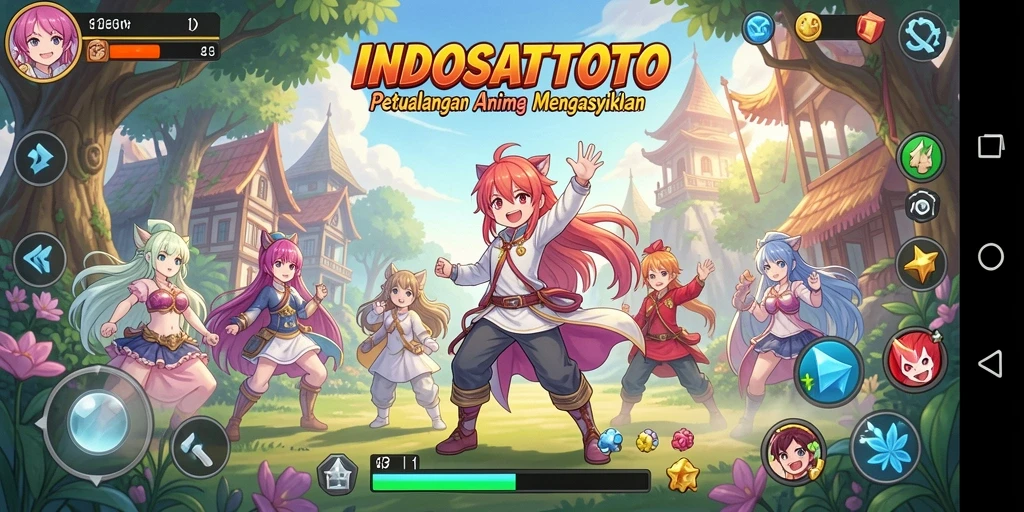 Tampilan gameplay INDOSATTOTO yang penuh aksi dan karakter Anime.