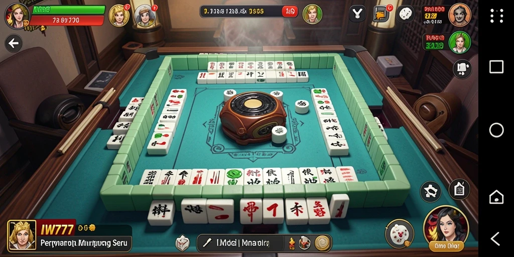 Screenshot utama IW777 menampilkan gameplay Mahjong yang seru.