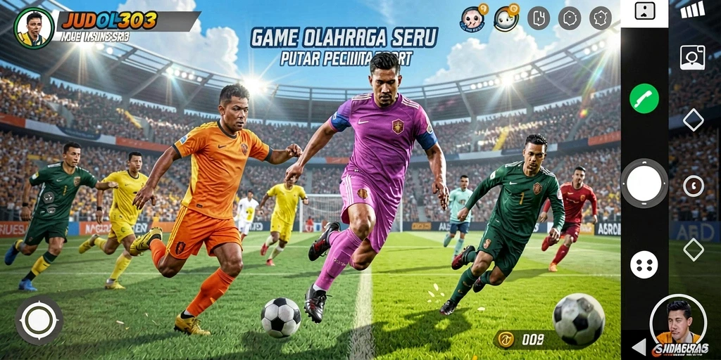 Screenshot gameplay JUDOL303 menampilkan aksi olahraga yang mendebarkan.