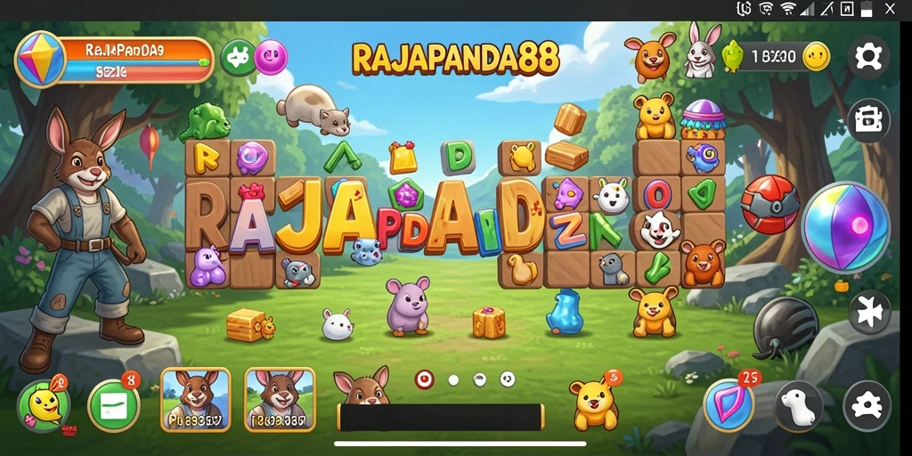 Tampilan utama gameplay RAJAPANDA88 yang penuh warna.