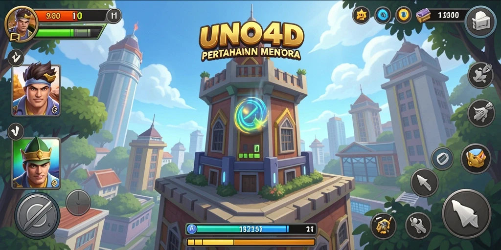 Tampilan menakjubkan dari gameplay Tower Defense di UNO4D.