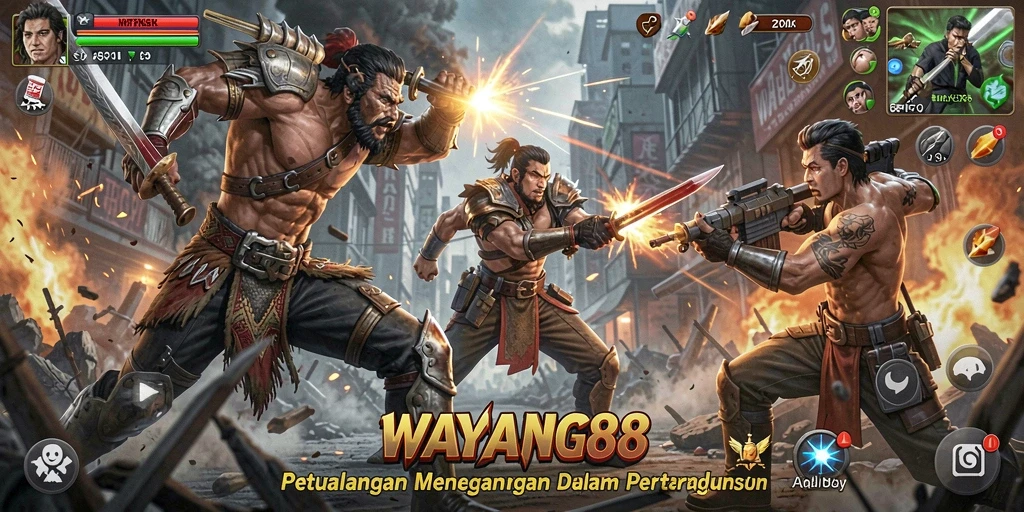 Tangkapan layar menampilkan aksi seru dalam WAYANG88.